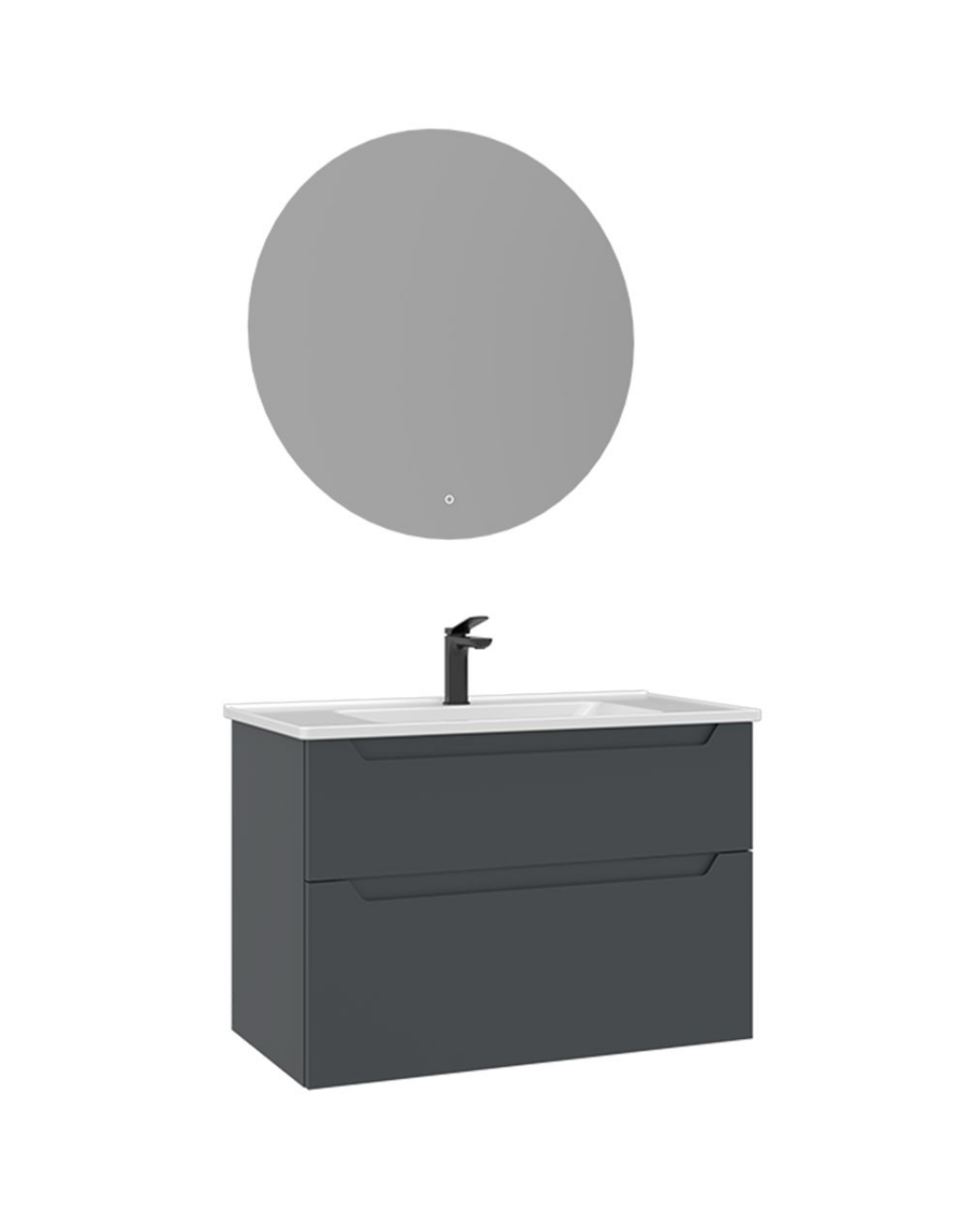 Orka Messina 100 cm Banyo Dolabı Takımı Led Aynalı Mat Antrasit