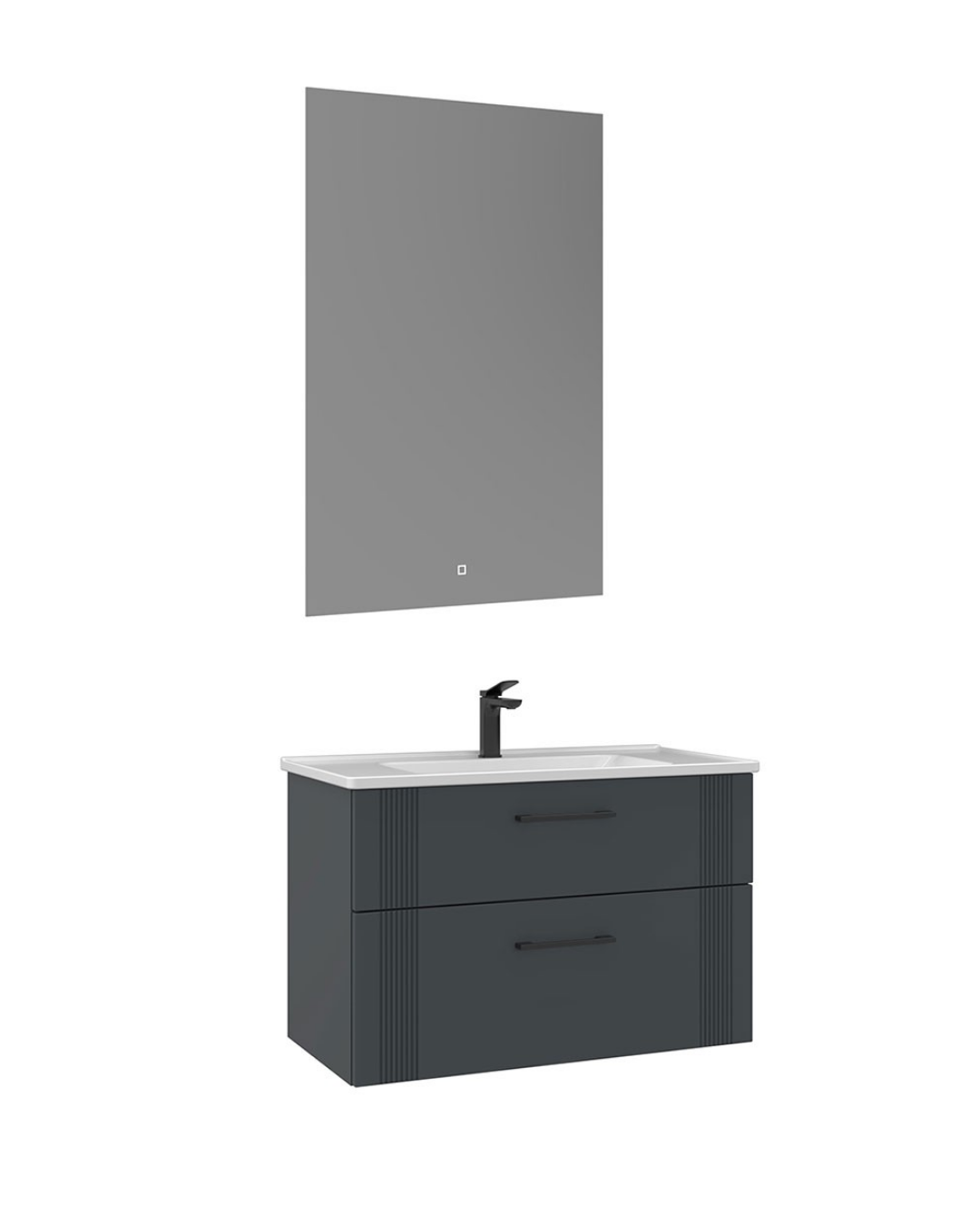 Orka Bari 85 cm Banyo Dolabı Takımı Led Aynalı Mat Antrasit
