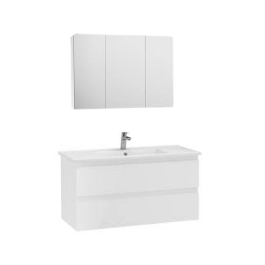 Creavit Alinda Lavabo Dolaplı Ve Aynalı Dolap Takımı Parlak Beyaz 120 CM