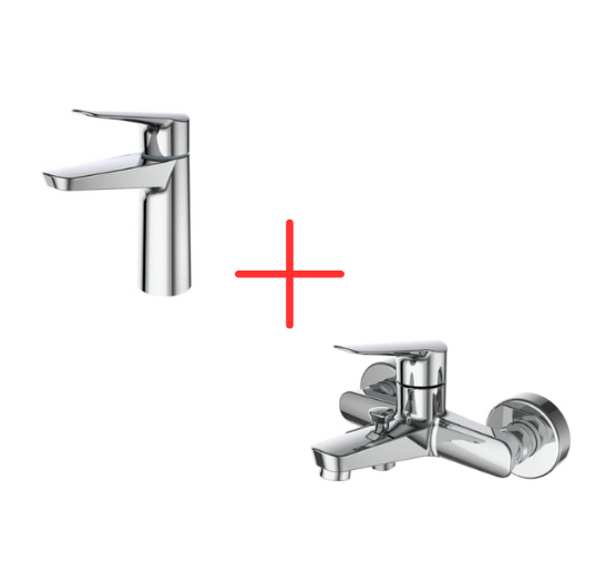 Creavit Bevel Lavabo ve Banyo Bataryası Seti BV1500+BV2500