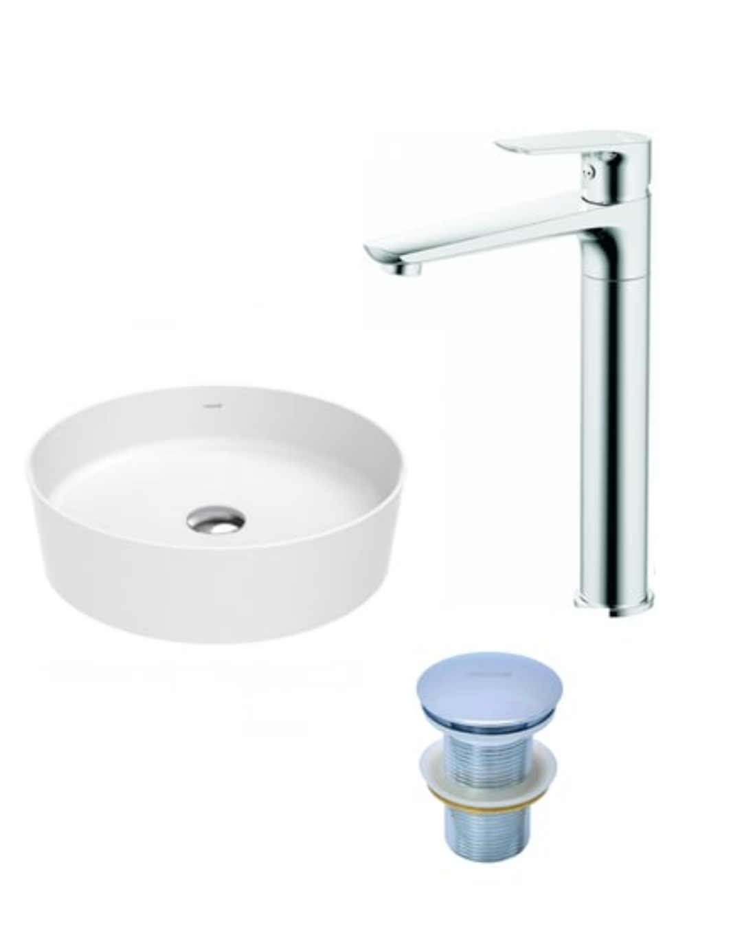 Creavit Loop Tezgah Üstü Lavabo Ve Solo Yüksek Armatür Seti Krom