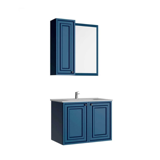 Creavit Kayra Mat Mavi Lavabo Dolabı Takımı Dolaplı 100 cm