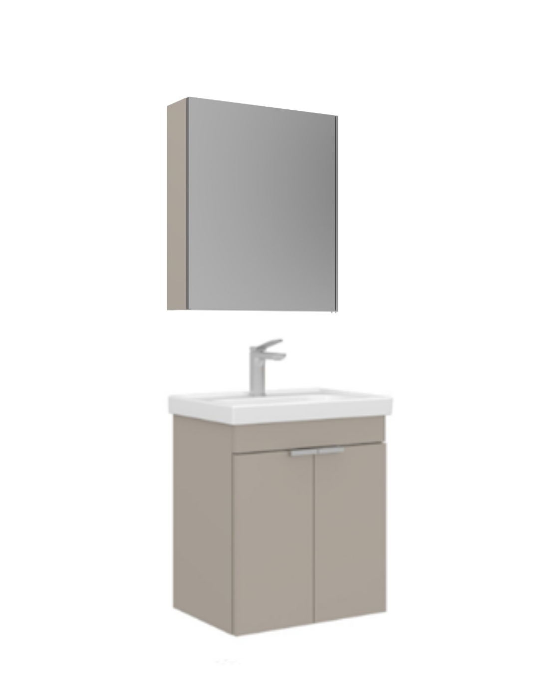 Orka Desna 50 cm Asma Banyo Dolabı Set, Düz Ayna Çöl Beji