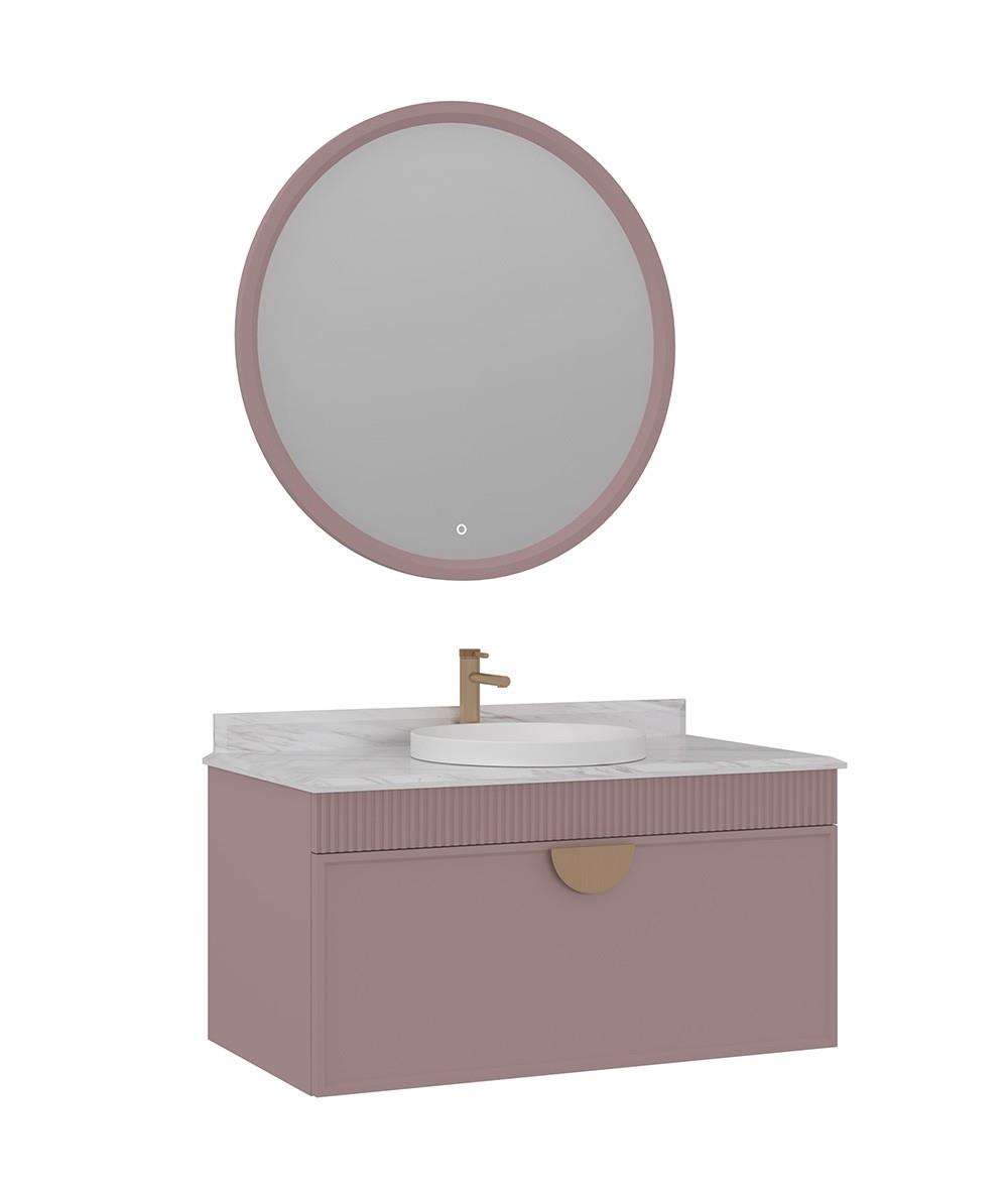 Orka Molino 100 cm Banyo Dolabı Takımı Mat Pudra