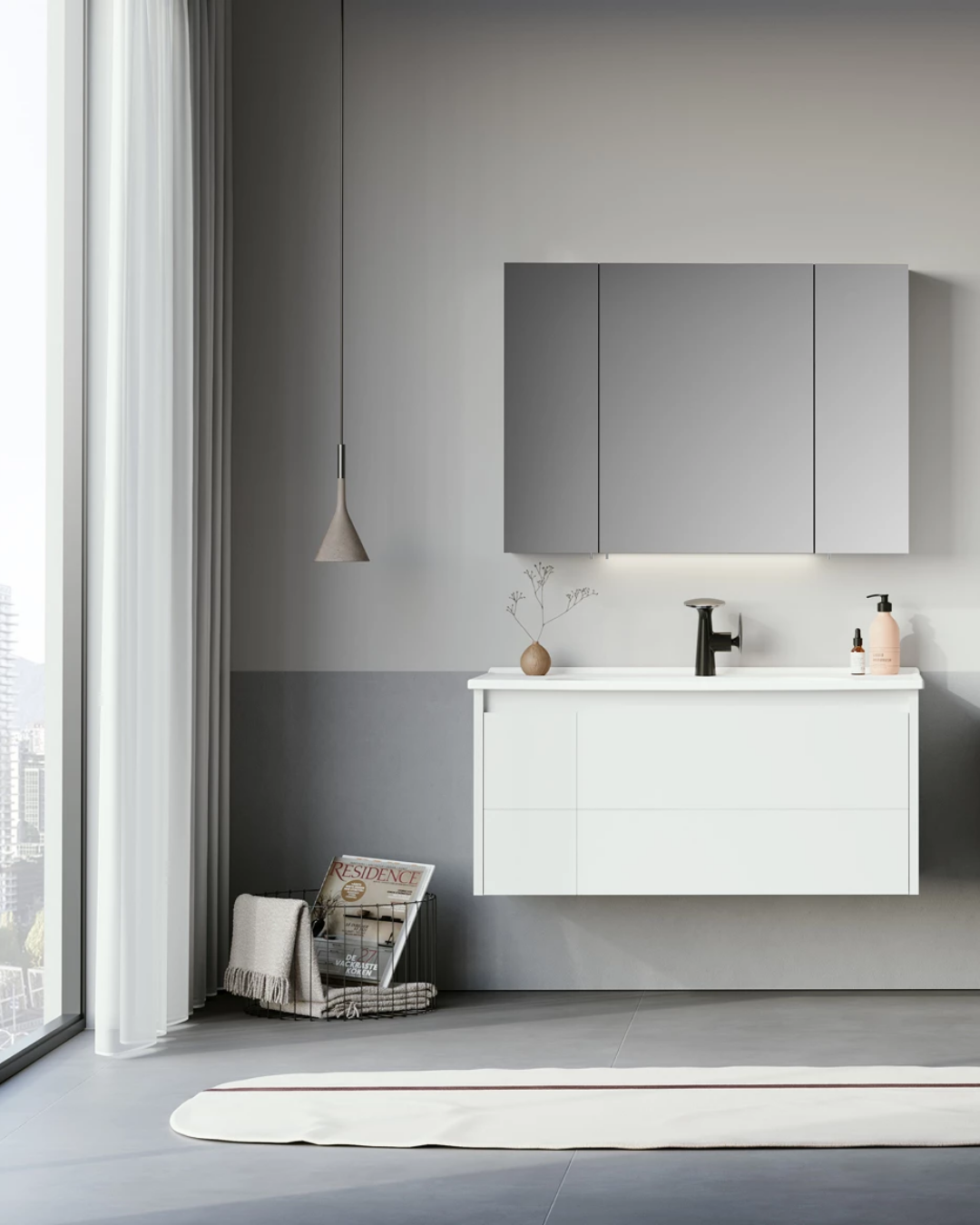 Orka Likya 100 CM Banyo Dolabı Takımı Mat Beyaz