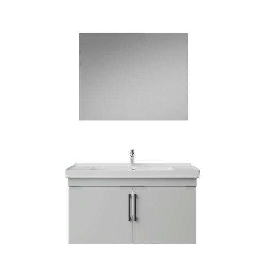 Creavit D20 Kapaklı Lavabo Dolabı Düz Ayna Takımı Beyaz 100 cm