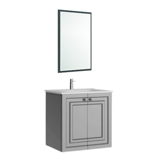 Creavit Kayra Mat Gri Lavabo Dolabı Takımı Dolaplı 60 cm