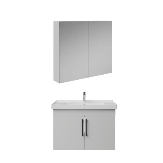 Creavit D20 Kapaklı Lavabo Dolabı Dolaplı Ayna Takımı Beyaz 80 cm  