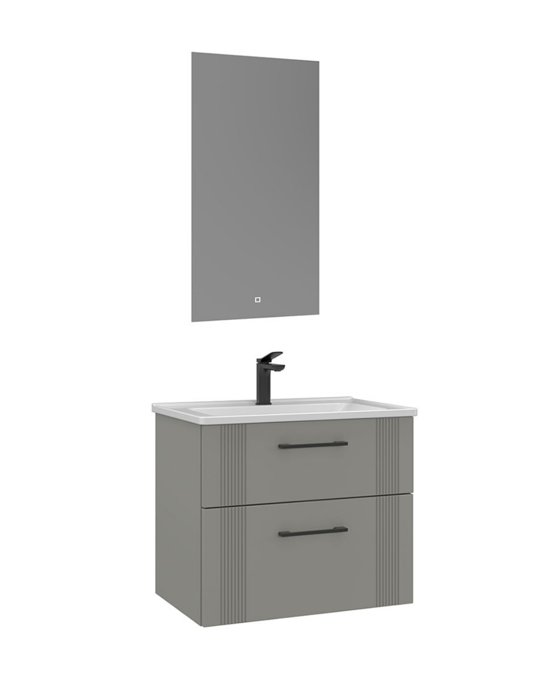 Orka Bari 65 cm Banyo Dolabı Takımı Led Aynalı Mat Yeşil