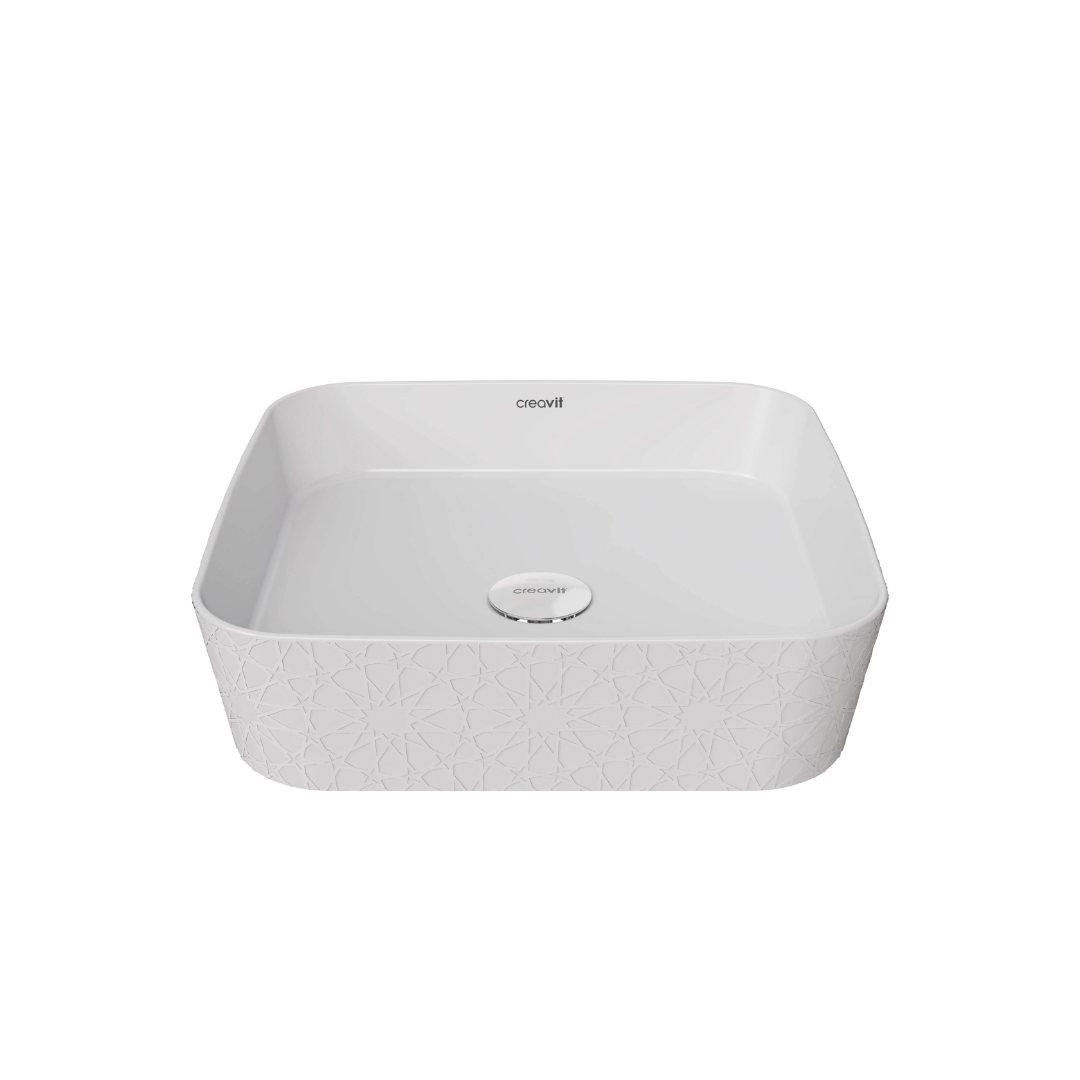 Creavit LP040  Loop Kare Çanak Lavabo 40 cm Selçuklu Rölyef Uygulamalı