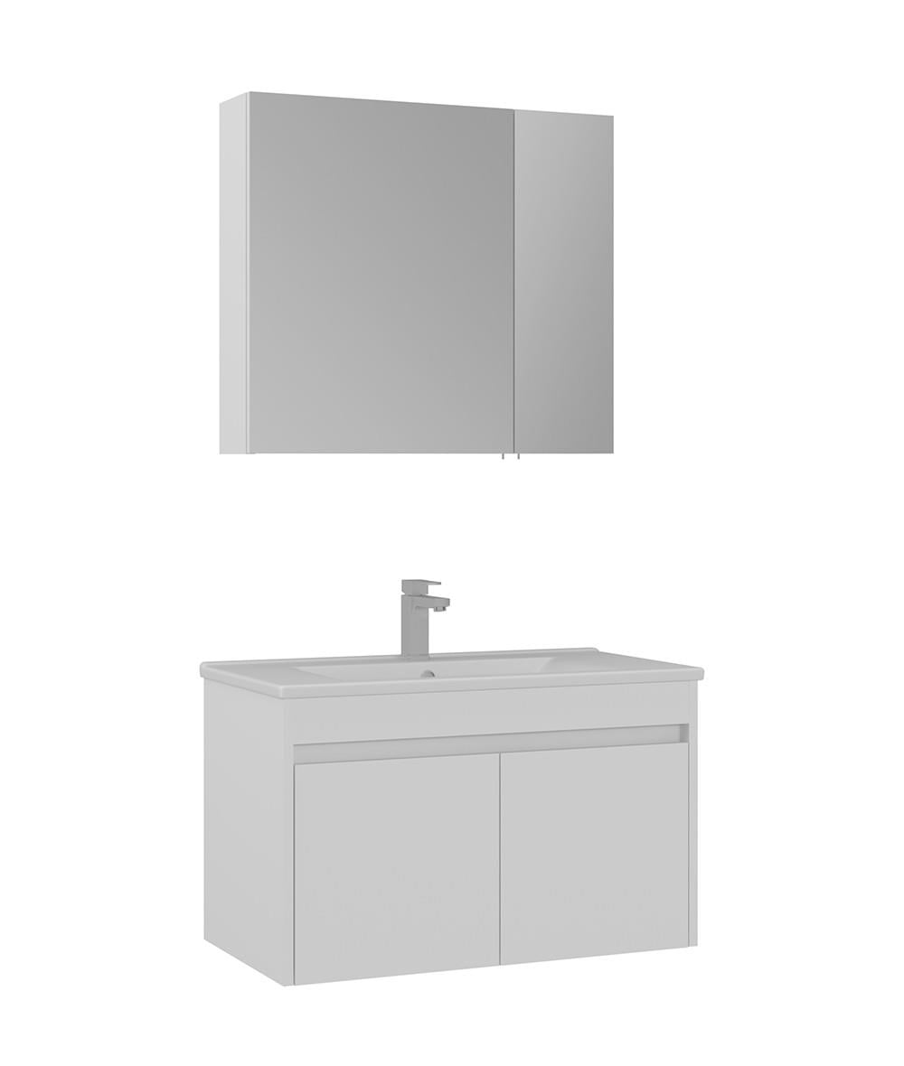 Orka Side 85 CM Kapaklı Banyo Dolabı Takım Mat Beyaz