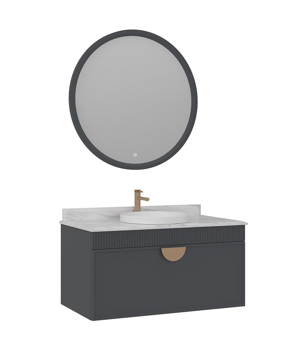 Orka Molino 100 cm Banyo Dolabı Takımı Mat Antrasit