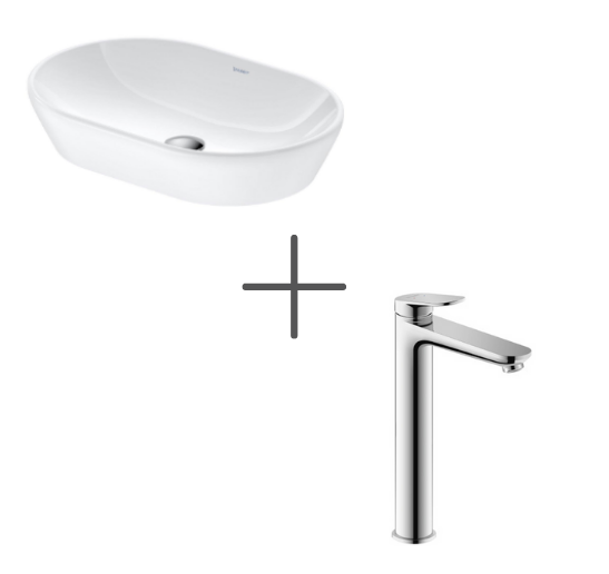 Duravit D-Neo 60 cm Çanak Lavabo Beyaz Ve Wave Lavabo bataryası XL