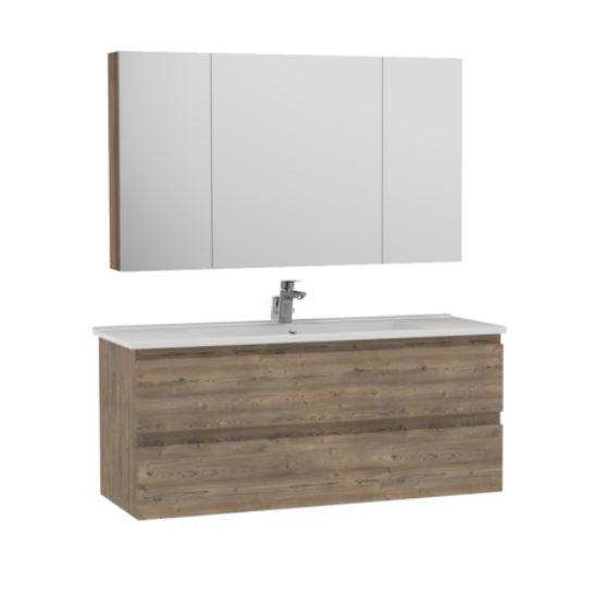 Creavit Alinda Lavabo Dolaplı Ve Aynalı Dolap Takımı Naturel Çam 120 CM