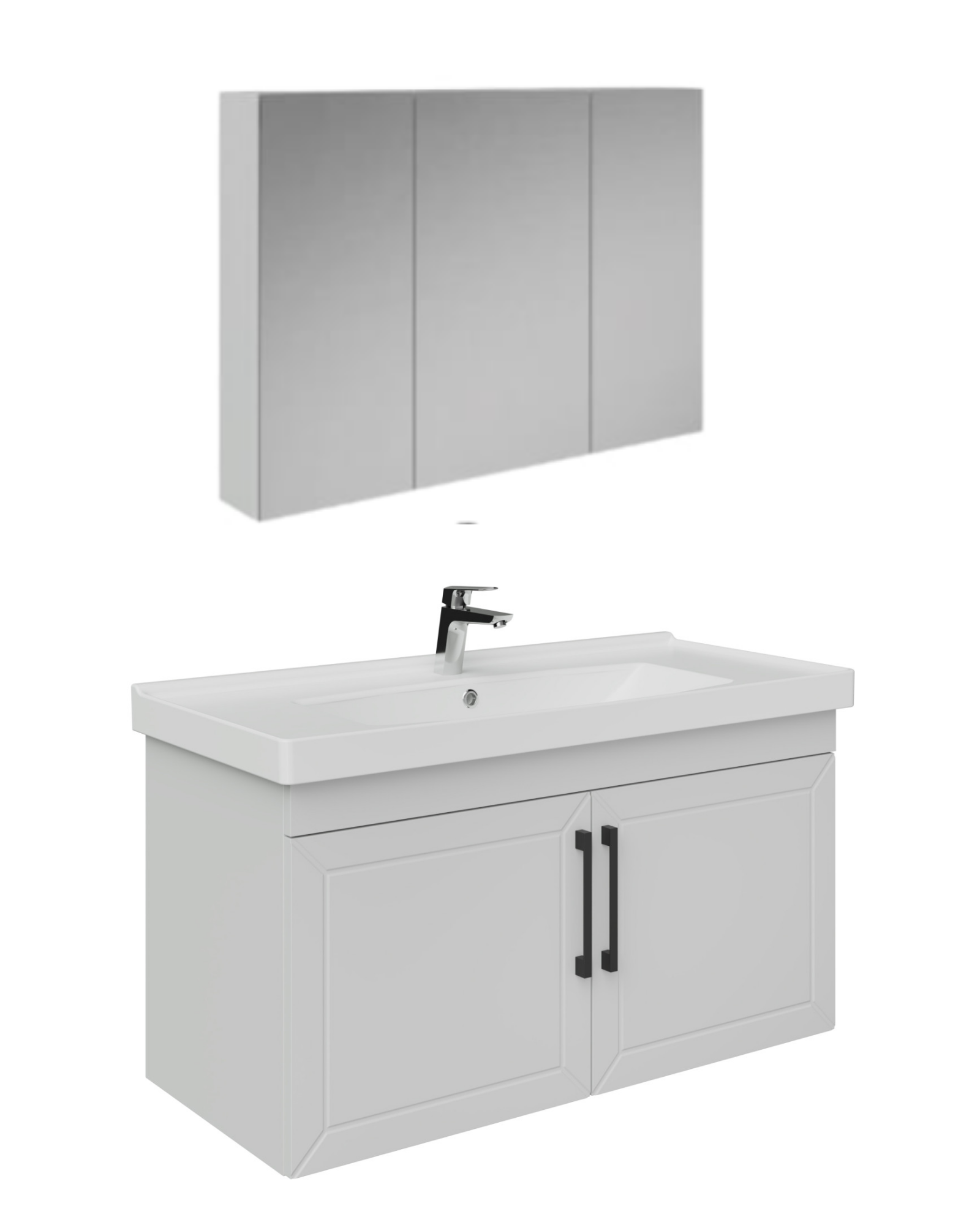 Creavit D20 Kapaklı Lavabo Dolabı Dolaplı Ayna Takımı Beyaz Lake 100 cm