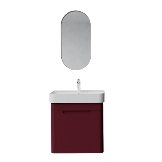 Creavit CO0060.42 Colorit Çekmeceli Lavabo Dolabı 60 cm Ve Oval Ayna Berry