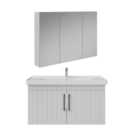 Creavit D20 Kapaklı Lavabo Dolabı Dolaplı Ayna Takımı Beyaz Lake 100 cm