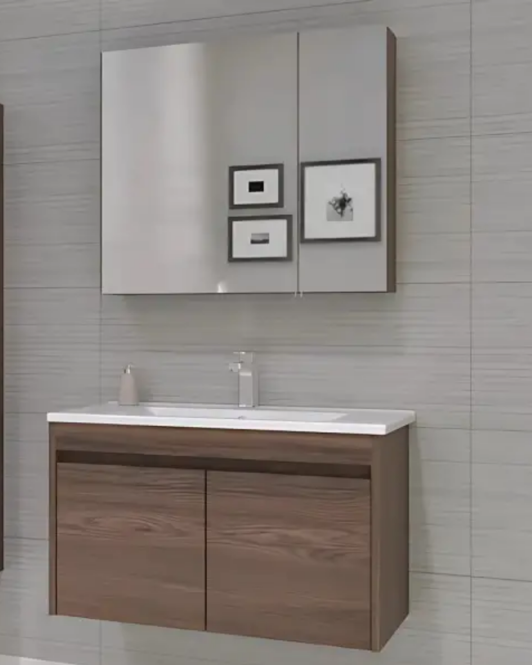 Orka Side 85 CM Kapaklı Banyo Dolabı Takım Navaro