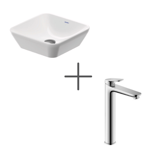 Duravit D-Neo 40 cm kare Çanak Lavabo Ve Wave Lavabo bataryası XL