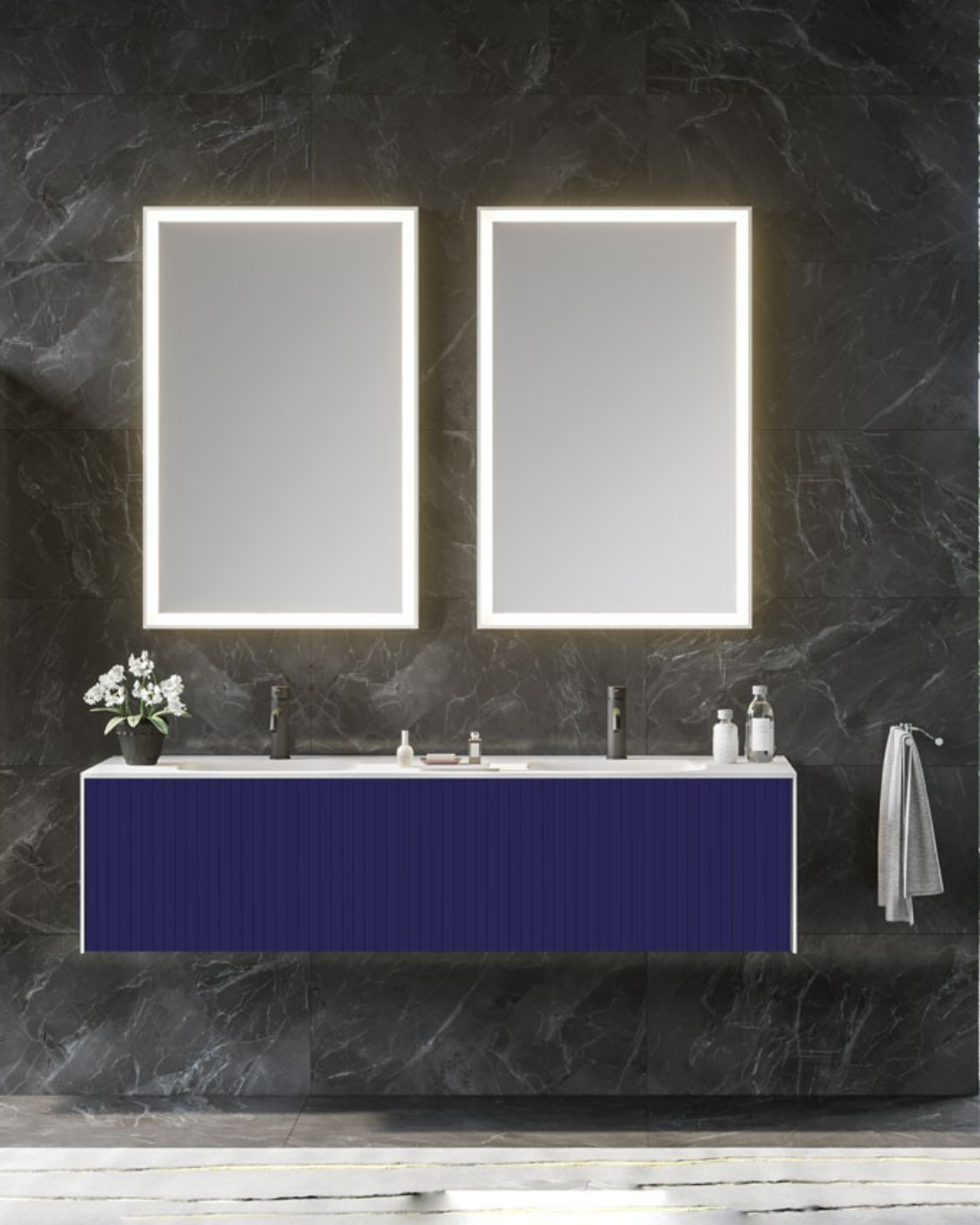 Orka Cube 160 CM Banyo Dolabı Takımı Mat Lacivert