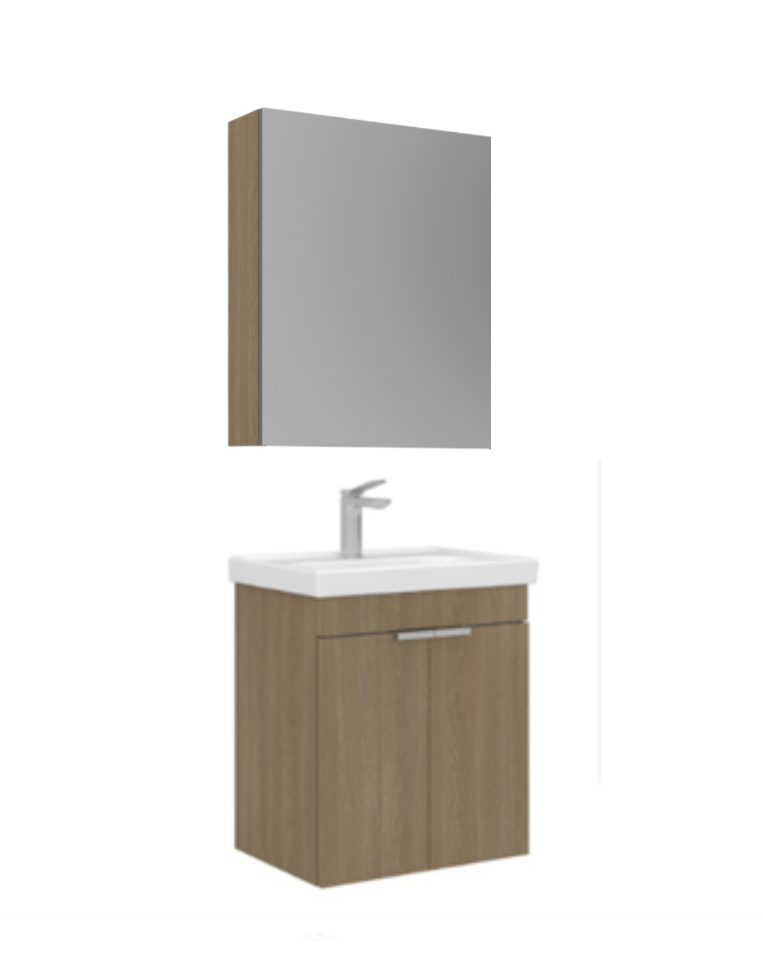 Orka Desna 50 cm Asma Banyo Dolabı Set, Düz Ayna Budva