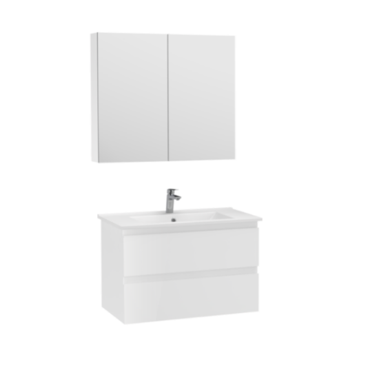 Creavit Alinda Lavabo Dolaplı Ve Aynalı Dolap Takımı Beyaz 80 cm