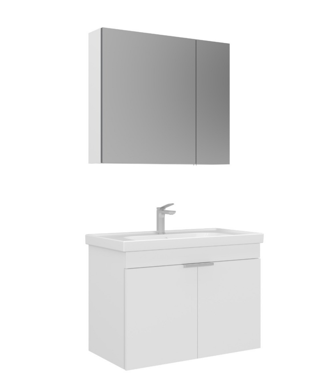 Orka Desna 90 cm Ayna Dolaplı Banyo Dolabı Takımı Beyaz