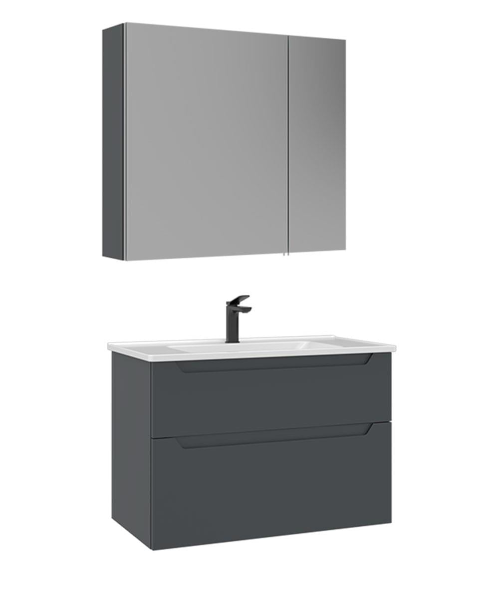   ORKA Messina 85 cm Banyo Dolap Takımı Mat Antrasit
