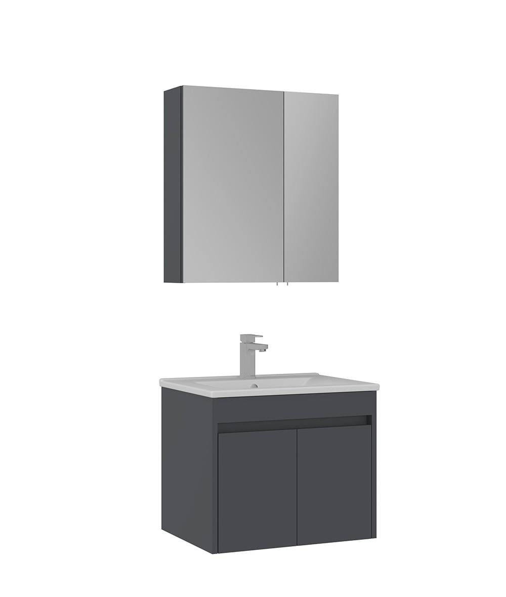 Orka Side 65 CM Kapaklı Banyo Dolabı Takımı Mat Antrasit