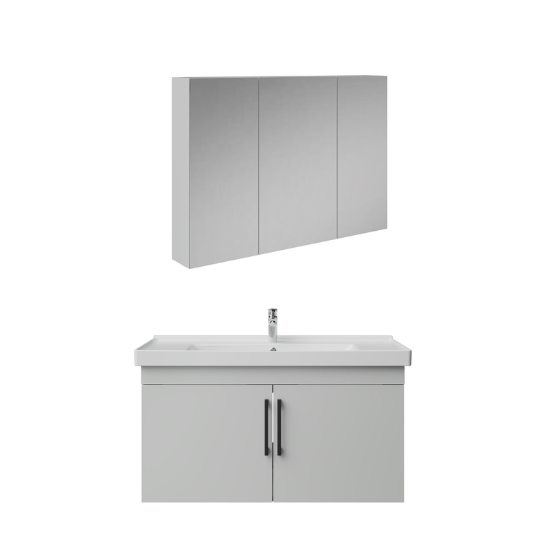 Creavit D20 Kapaklı Lavabo Dolabı Dolaplı Ayna Takımı Beyaz 100 cm