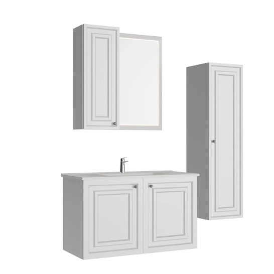 Creavit Kayra Mat Beyaz Lavabo Dolabı Takımı Dolaplı 80 cm