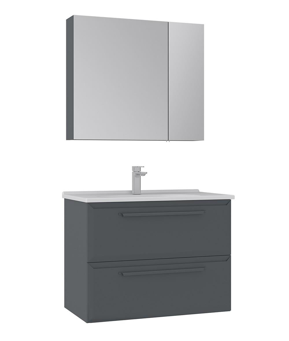 Orka Nuvola 80 CM Banyo Dolabı Takım Parlak Antrasit