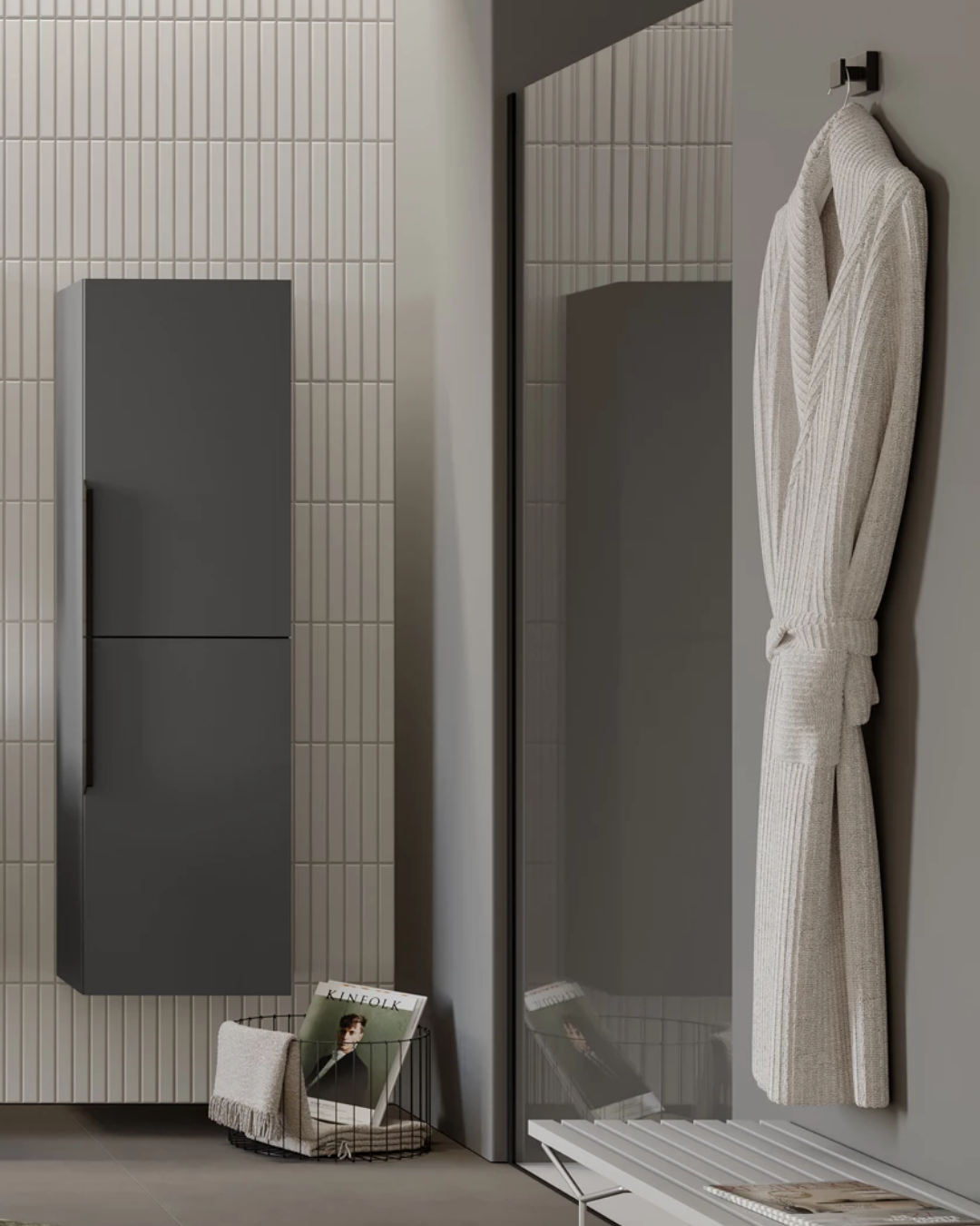Orka Pure 40 cm Banyo Boy Dolabı Gri