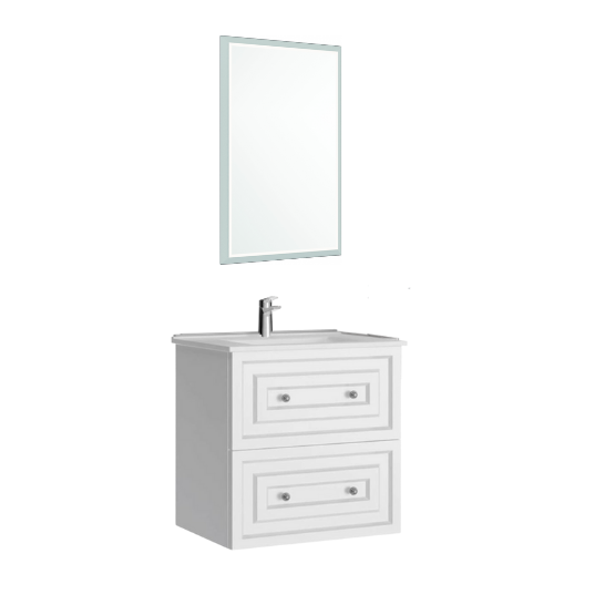 Creavit Kayra Mat Beyaz Lavabo Dolabı Takımı Çekmeceli 60 CM