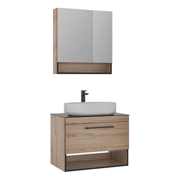 Orka Knidos 90 cm Takım Ayna Dolaplı Legnano-Açık Meşe