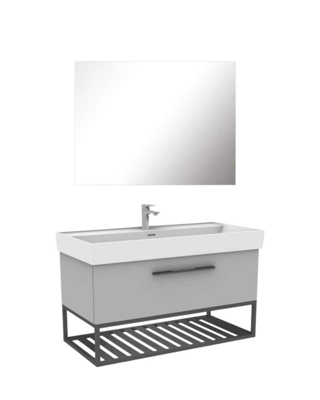 Kobos Glow 100 cm Banyo Dolabı Takımı Gri