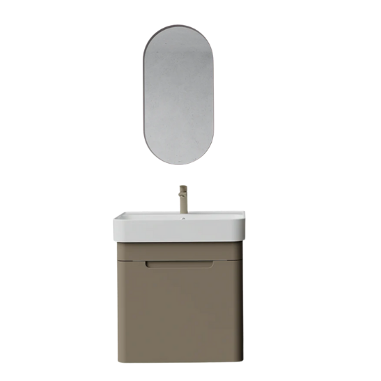 Creavit CO0060.41 Colorit Kapaklı Lavabo Dolabı 60 cm Ve Oval Ayna Cappuccino