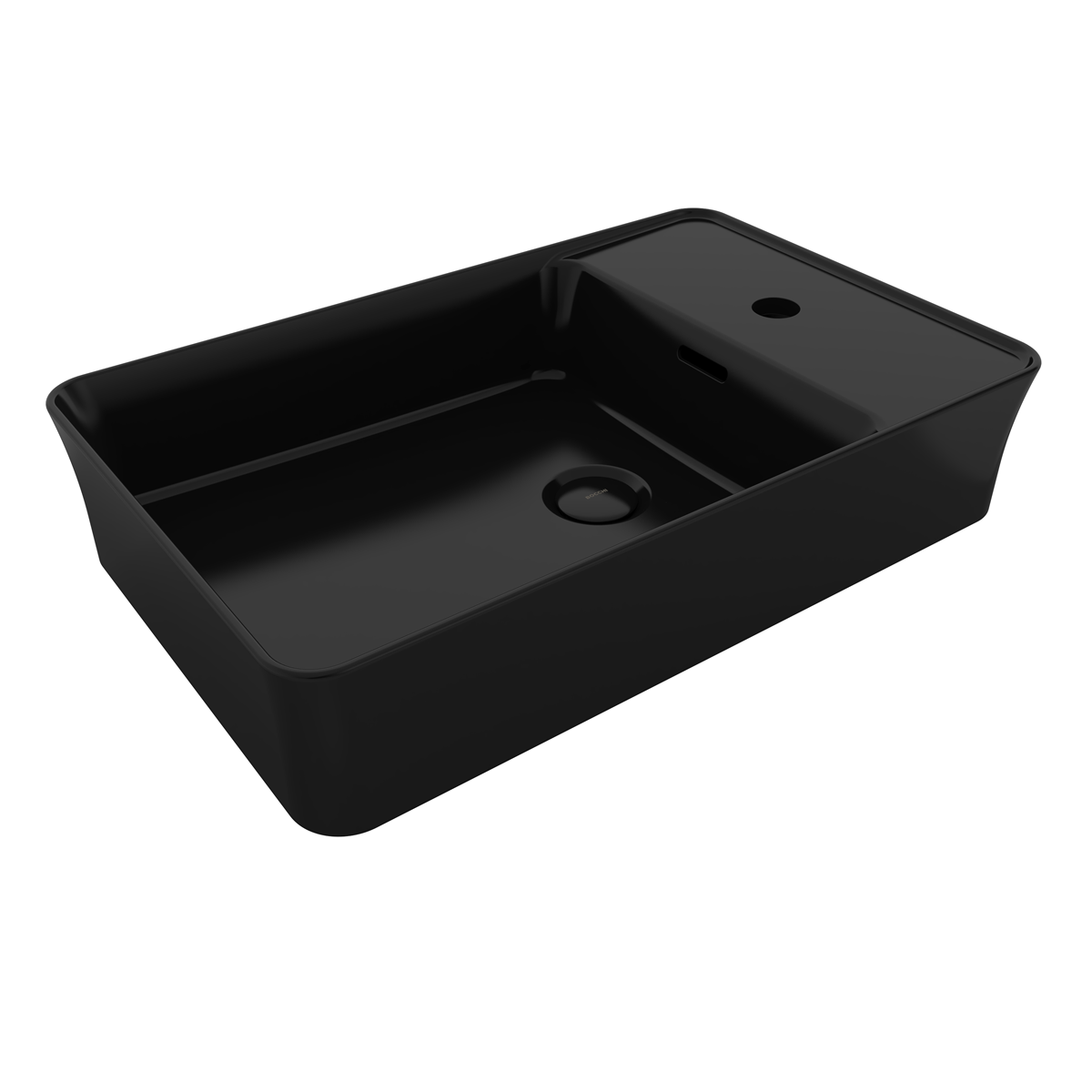 Bocchi Dikdörtgen Batarya Banklı Lavabo 60x38cm Parlak Siyah