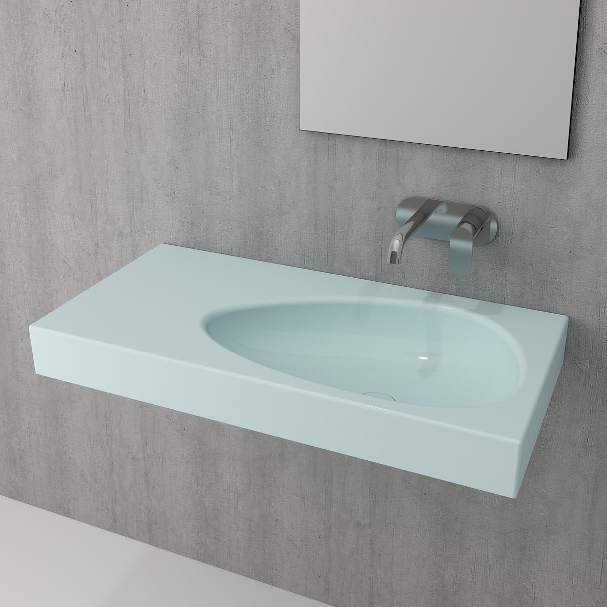 Bocchi Etna Etajerli Lavabo 90 cm Mat Buz Mavisi