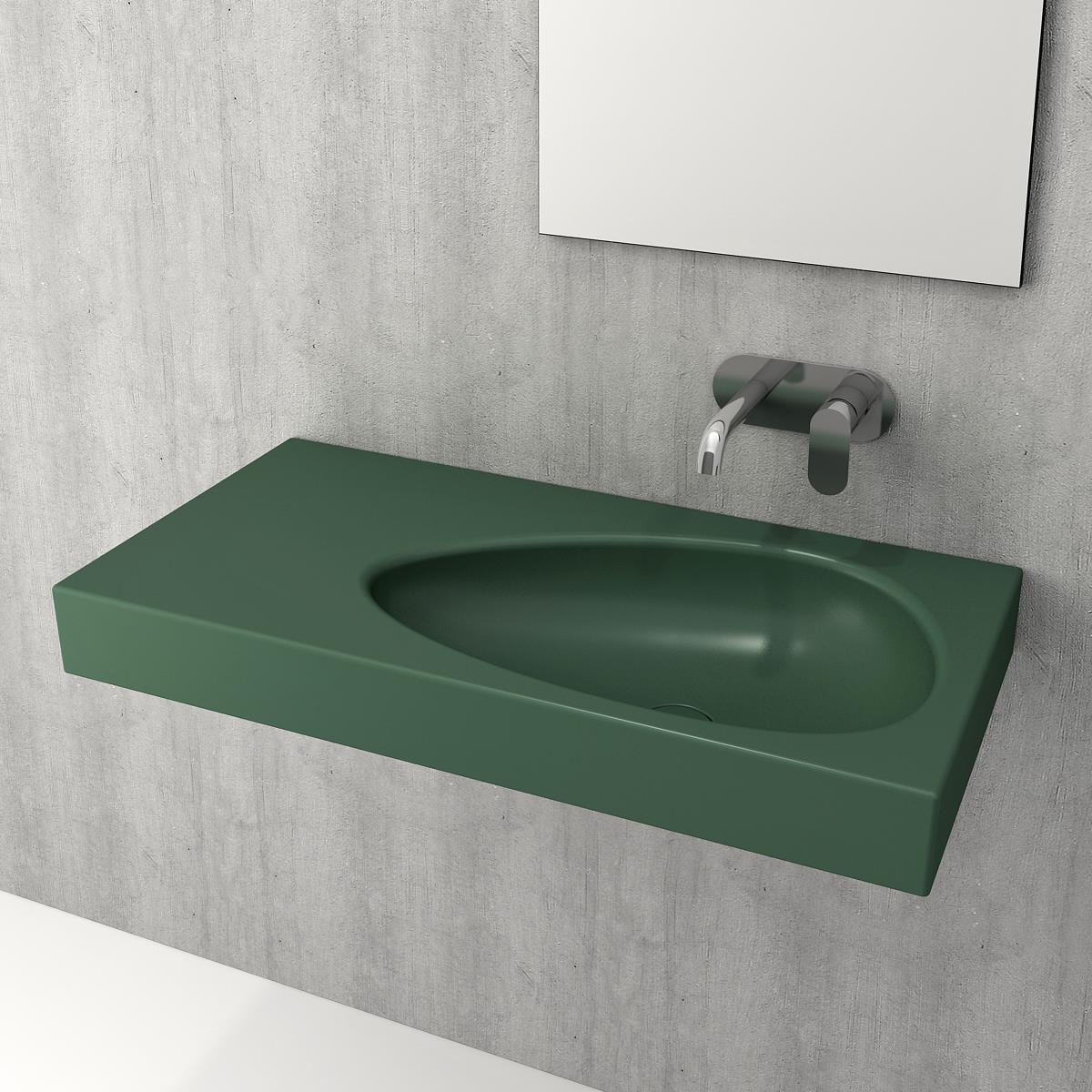 Bocchi Etna Etajerli Lavabo 90 cm Mat Yeşil