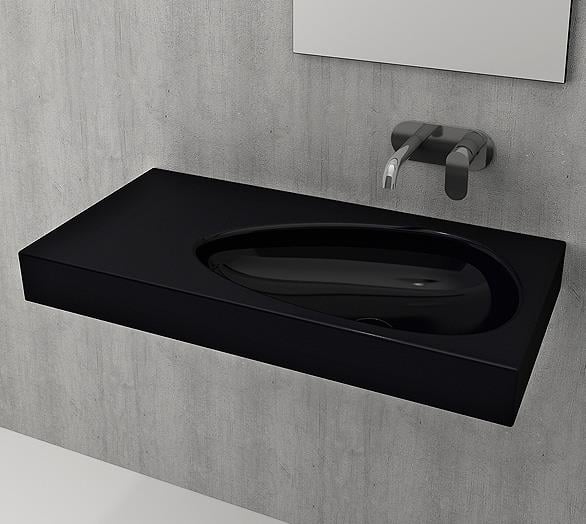Bocchi Etna Etajerli Lavabo 90 cm Parlak Siyah