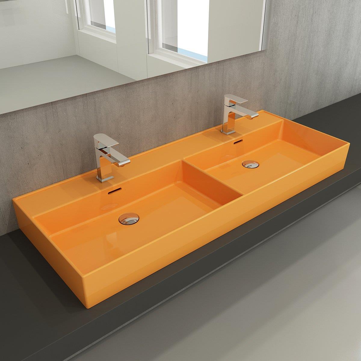 Bocchi Milano Çift Gözlü Lavabo 120 cm Mandalina Sarısı