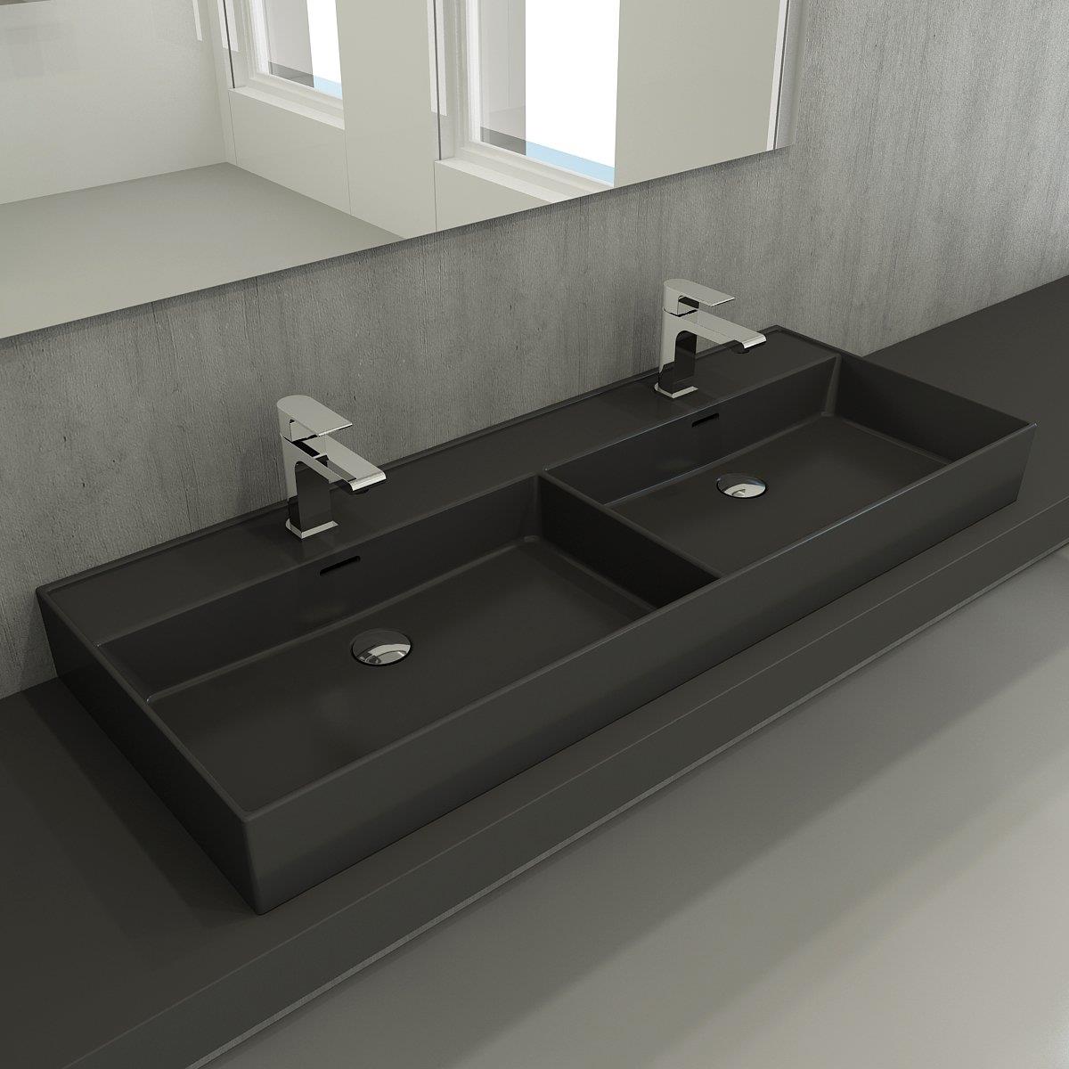 Bocchi Milano Çift Gözlü Lavabo 120 cm Mat Antrasit