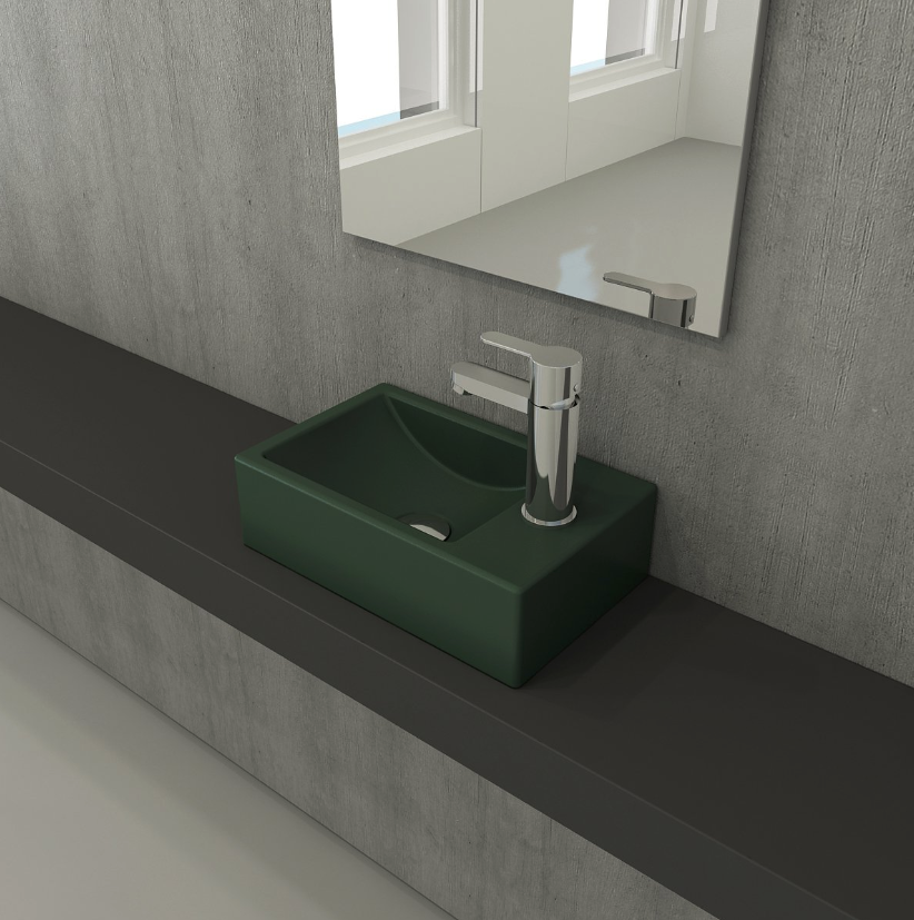 Bocchi Milano Dar Sağ Lavabo 37 cm Mat Yeşil