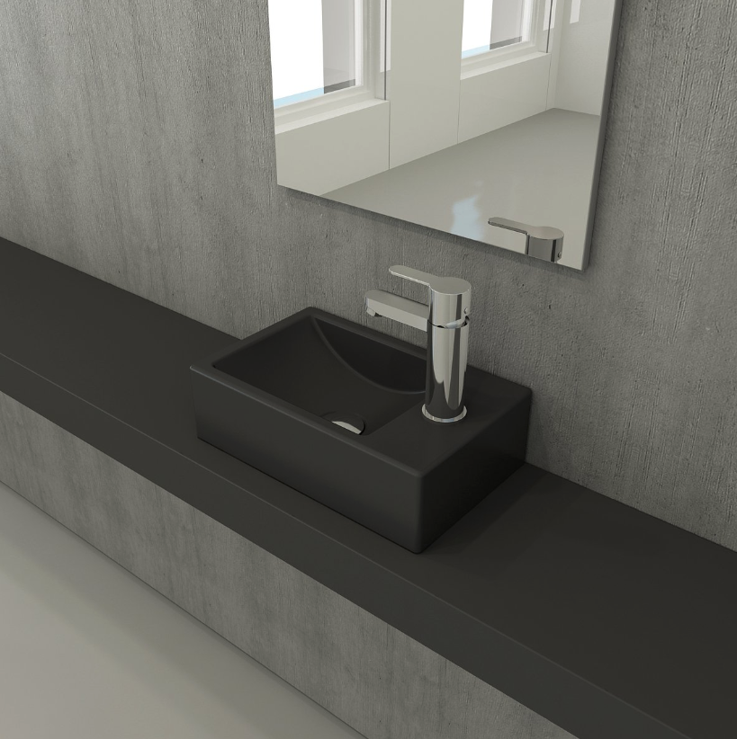 Bocchi Milano Dar Sağ Lavabo 37 cm Mat Antrasit