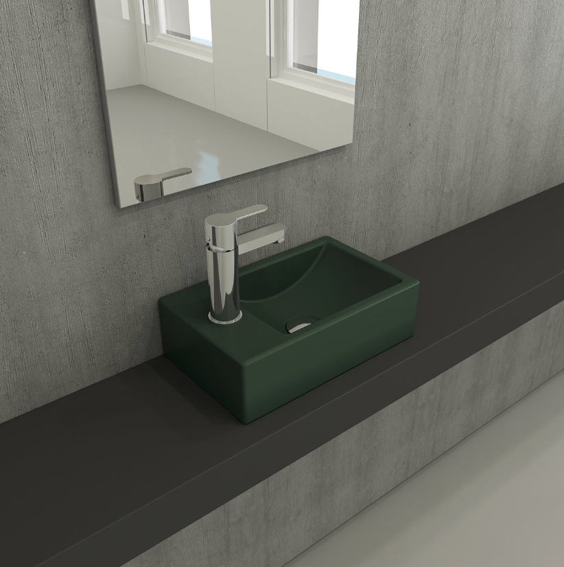 Bocchi Milano Dar Sol Lavabo 37 cm  Mat Yeşil 