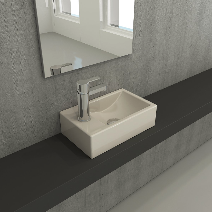 Bocchi Milano Dar Sol Lavabo 37 cm Parlak Bisküvi