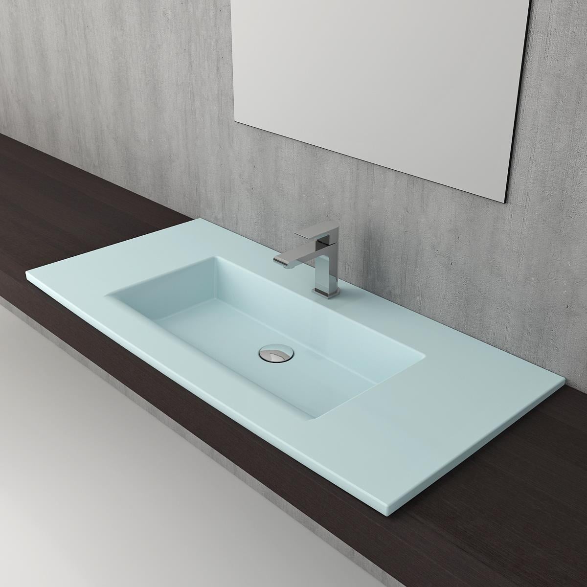 Bocchi Milano Etajerli Lavabo 100 cm Mat Buz Mavisi
