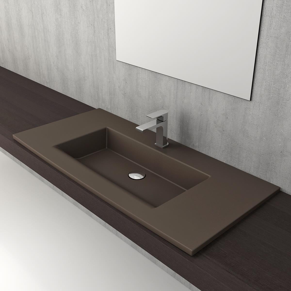 Bocchi Milano Etajerli Lavabo 100 cm Mat Kahve 