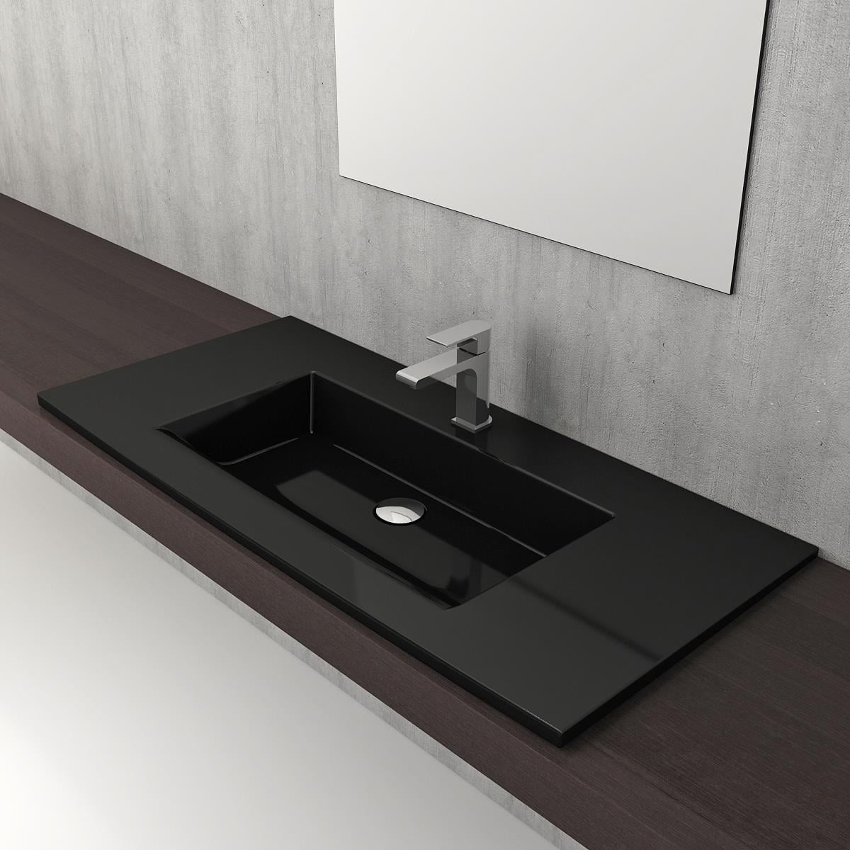 Bocchi Milano Etajerli Lavabo 100 cm Parlak Siyah